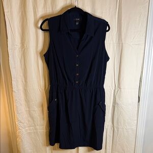 Alfani Navy Sleeveless Shirt Dress with Button Front